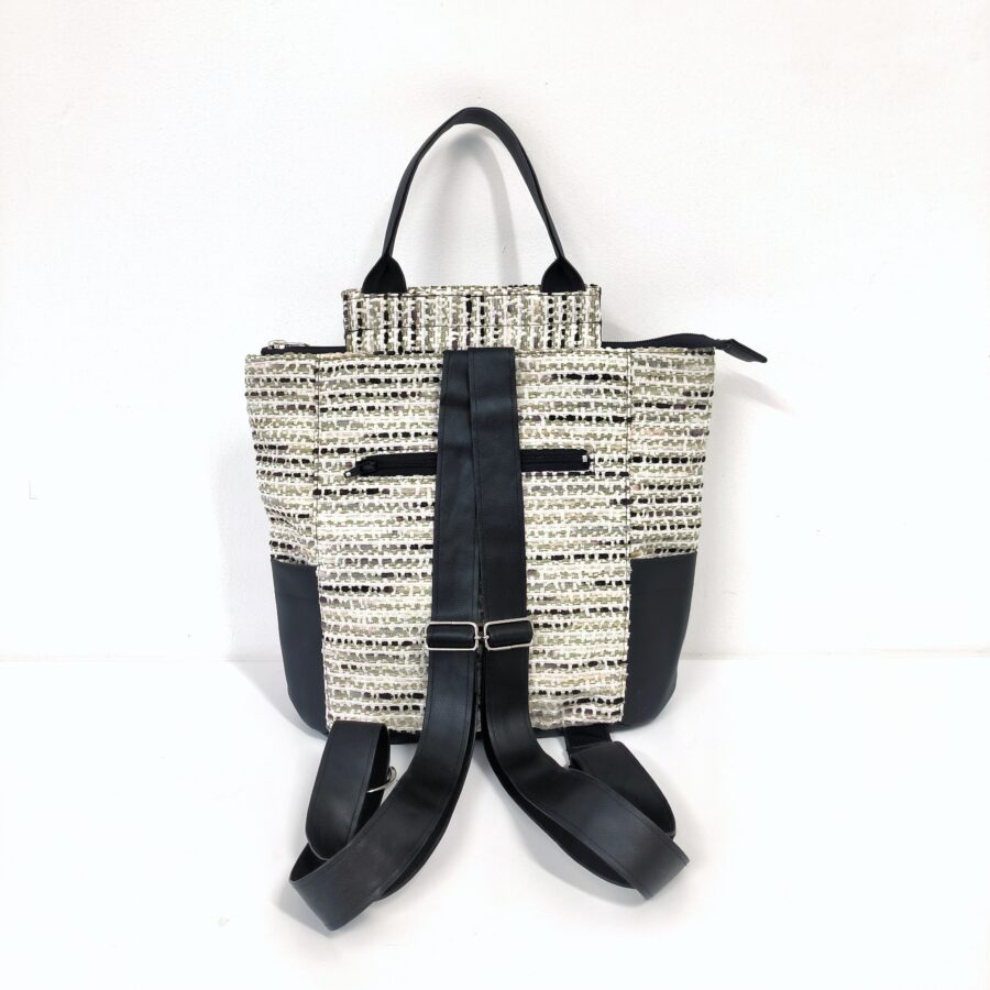 Petit sac à dos vegan Tweedy noir et blanc – Image 3