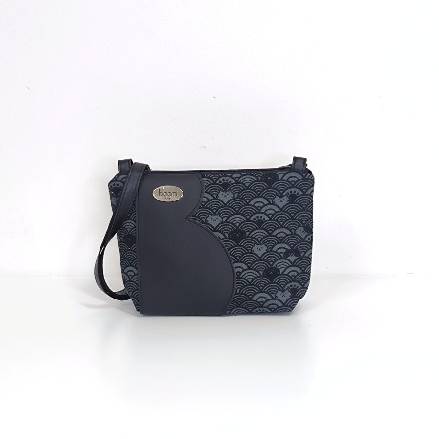 Petit sac bandoulière vegan motifs Chats Gris et vagues – Image 2