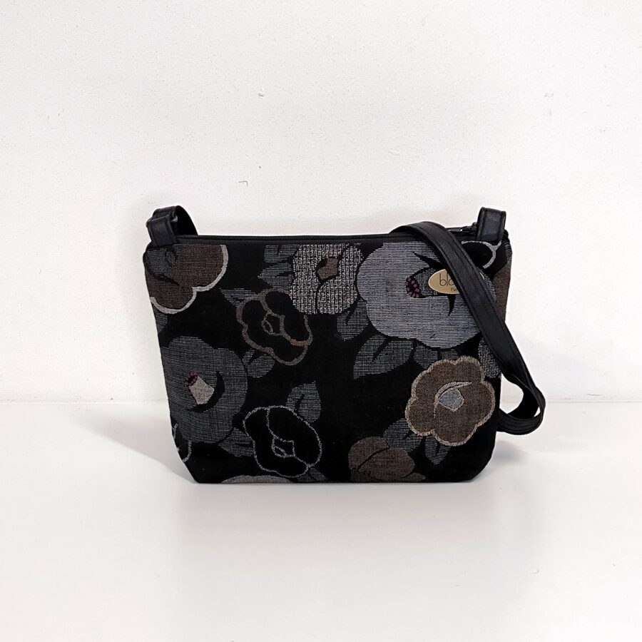 Petit sac vegan Fleurs japonaises Or noir – Image 4