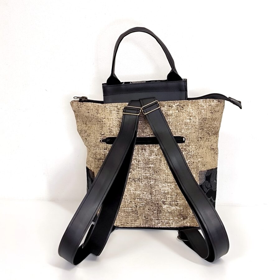 Sac à dos petit format vegan Fleurs japonaises or et noir – Image 4