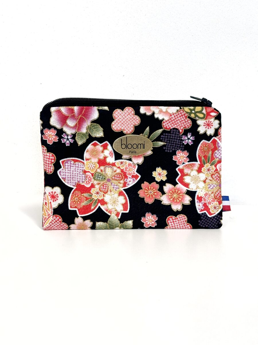 Grand porte-monnaie Kimono Rouge fleuri