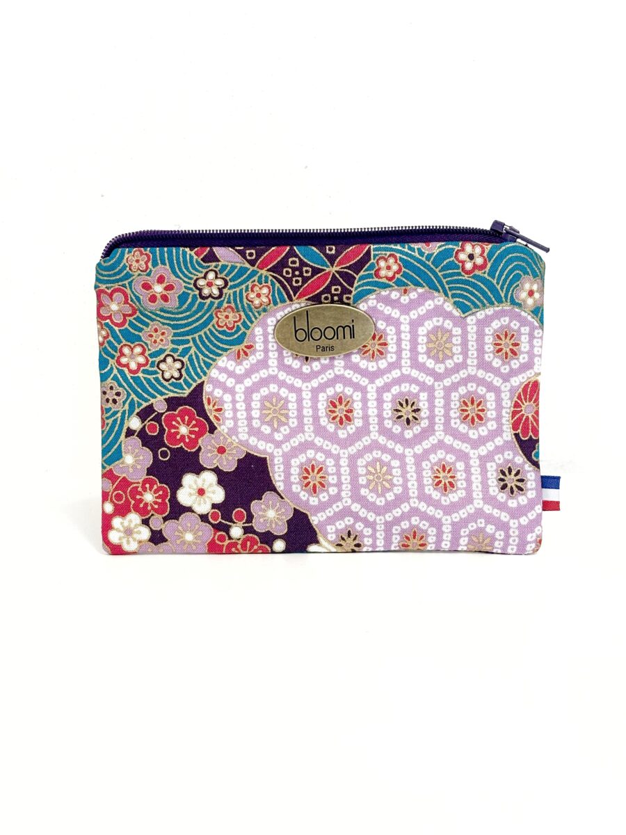 Grand porte-monnaie Kimono Violet Turquoise