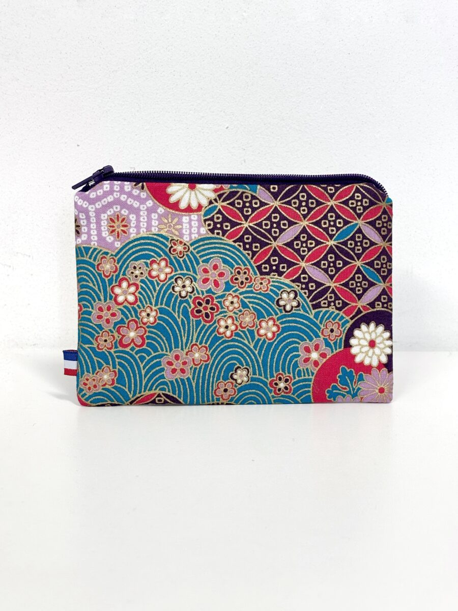 Grand porte-monnaie Kimono Violet Turquoise – Image 2