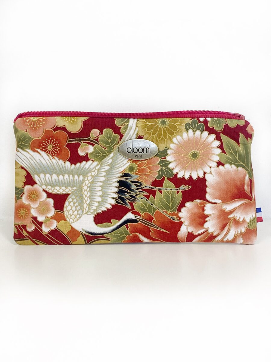 Trousse allongée matelassée en kimono Kushiro Orange – Image 3