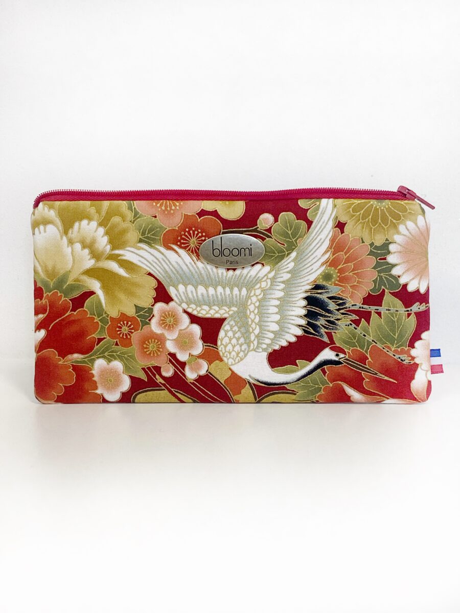 Trousse allongée matelassée en kimono Kushiro Orange