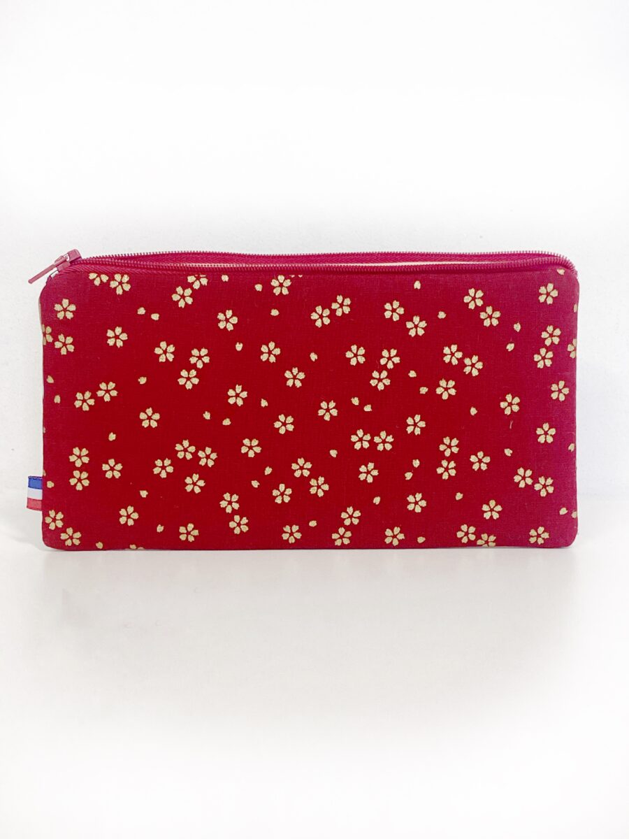 Trousse allongée matelassée en kimono Kushiro Orange – Image 2