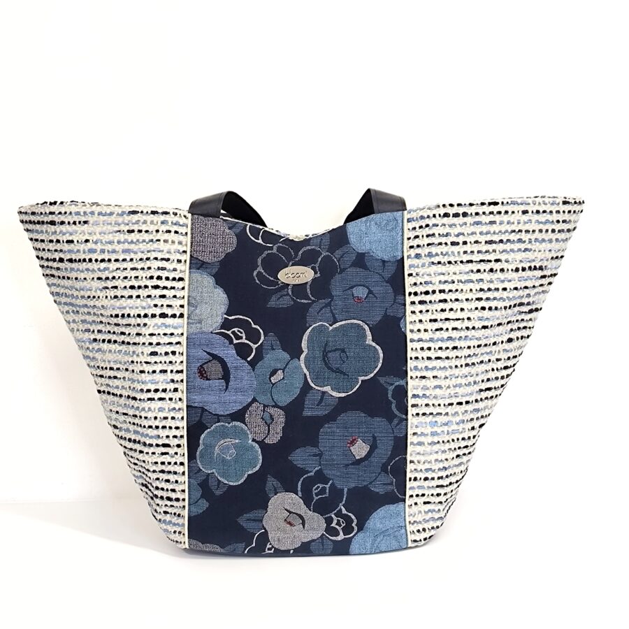 Panier 2-en-1 Tweedy Bleu vegan et fleurs japonaises bleues