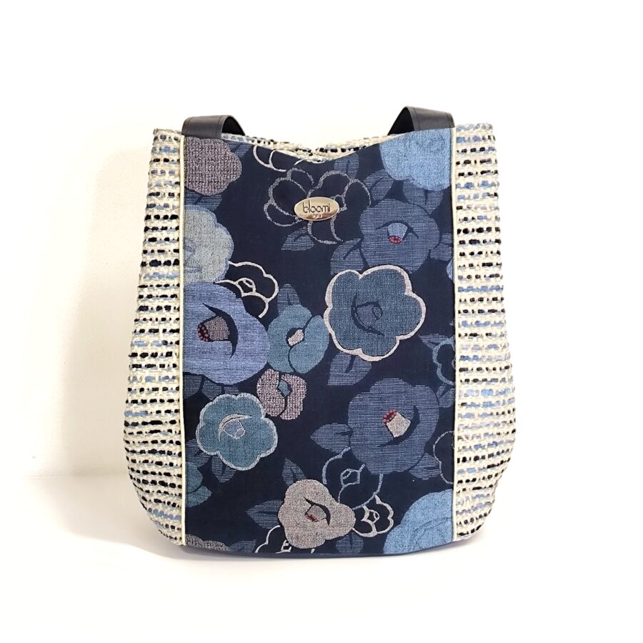 Panier 2-en-1 Tweedy Bleu vegan et fleurs japonaises bleues – Image 2