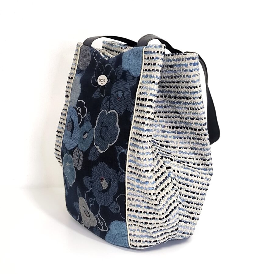 Panier 2-en-1 Tweedy Bleu vegan et fleurs japonaises bleues – Image 3