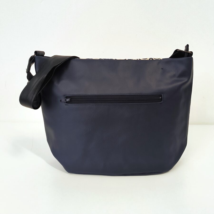Sac moyen bandoulière vegan Chats Bleu et vagues – Image 5