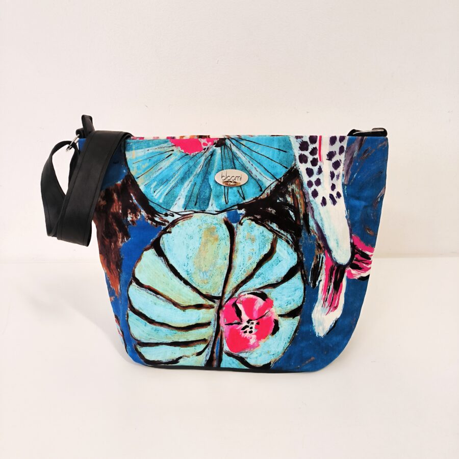 Sac moyen porté épaule et bandoulière en velours Carpe précieux