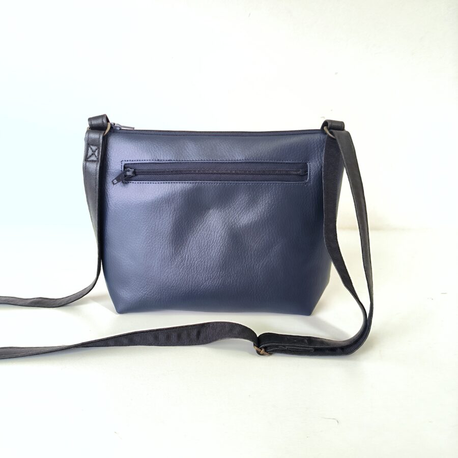 Petit sac bandoulière vegan en kimono japonais bleu orangé – Image 3