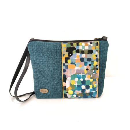Pochette bandoulière vegan Klimt velours multicolore