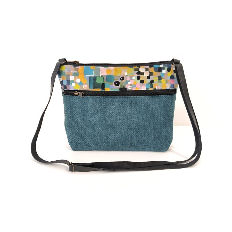 Pochette bandoulière vegan Klimt velours multicolore – Image 2