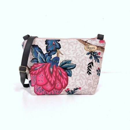 Petit sac bandoulière vegan Persepolis en velours fuchsia
