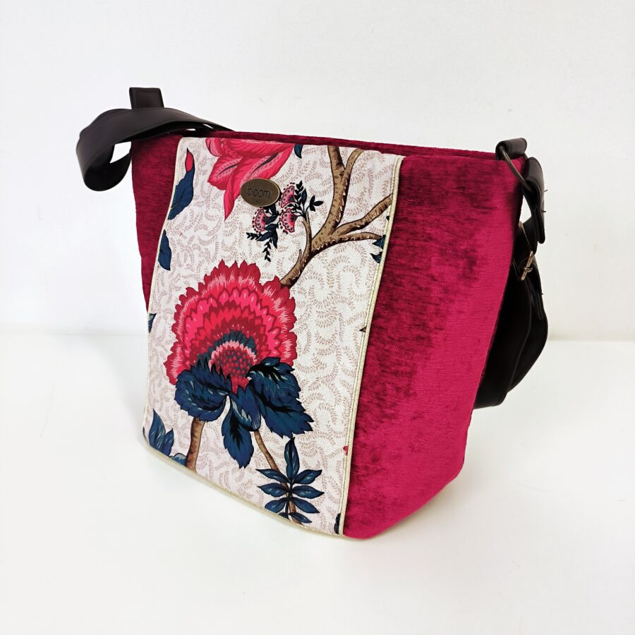 Sac moyen porté épaule et bandoulière en velours fuchsia Persepolis – Image 2