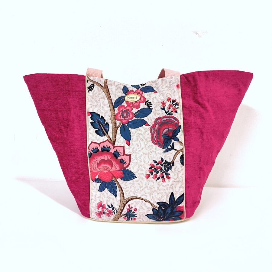 Grand  panier deux en un Persepolis velours fuchsia – Image 8