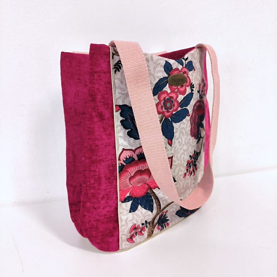 Grand  panier deux en un Persepolis velours fuchsia – Image 7
