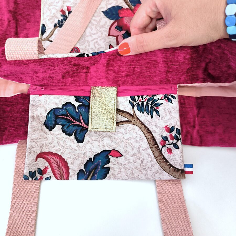 Grand  panier deux en un Persepolis velours fuchsia – Image 4