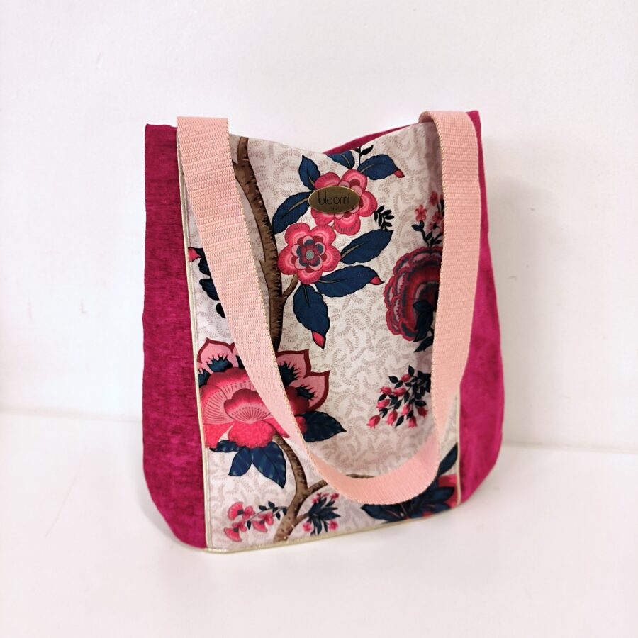 Grand  panier deux en un Persepolis velours fuchsia – Image 2