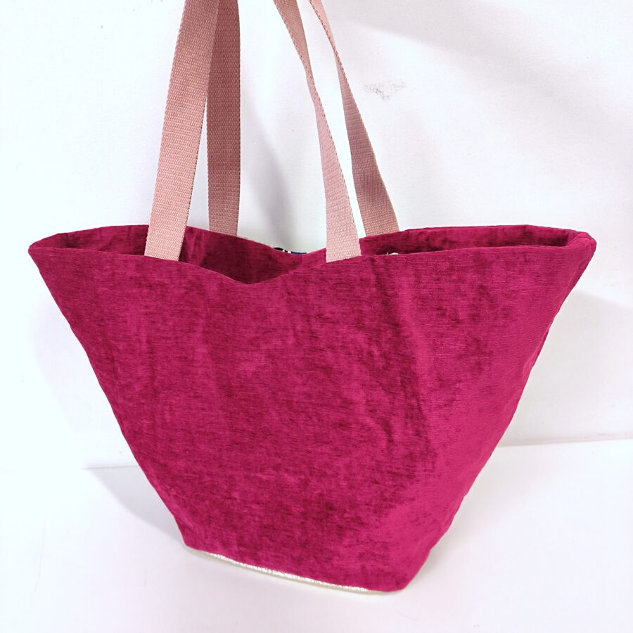 Grand  panier deux en un Persepolis velours fuchsia – Image 3
