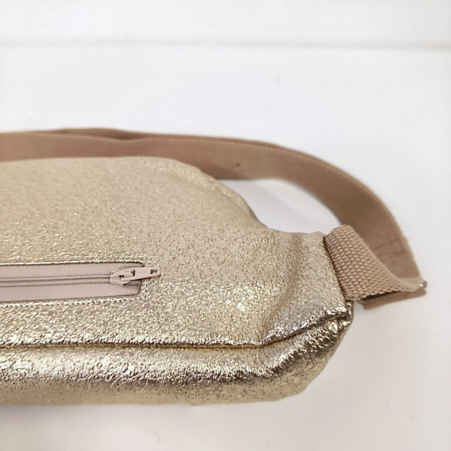 Banane moyenne en cuir vegan doré et kimono japonais sakura rose – Image 5