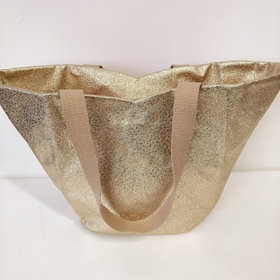 Grand  panier deux en un Sakura rose et cuir vegan doré – Image 5