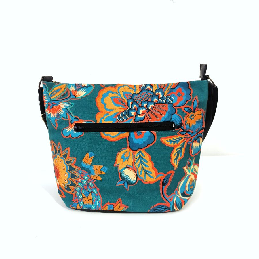 Sac moyen porté épaule et bandoulière en textile haut de gamme turquoise – Image 2