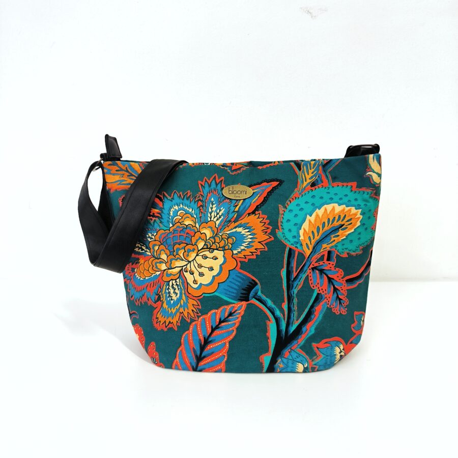 Sac moyen porté épaule et bandoulière en textile haut de gamme turquoise