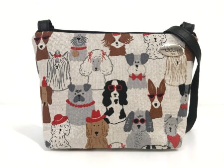 Petit sac bandoulière vegan en tissu motifs chiens