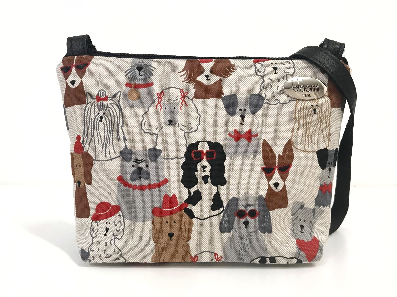 Petit sac bandoulière vegan en tissu motifs chiens