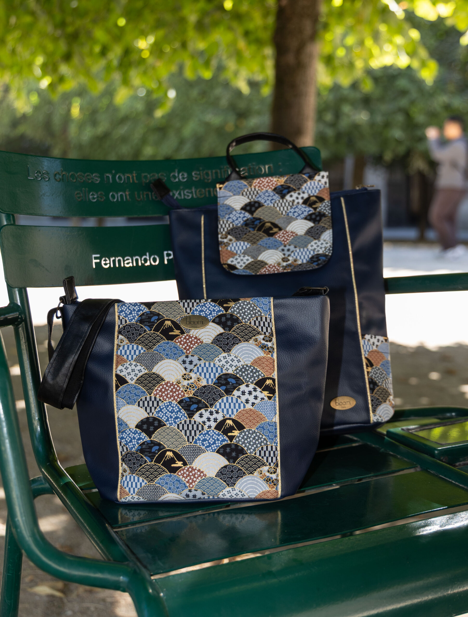 Sac moyen en bandoulière Eventail Bleu – Image 2