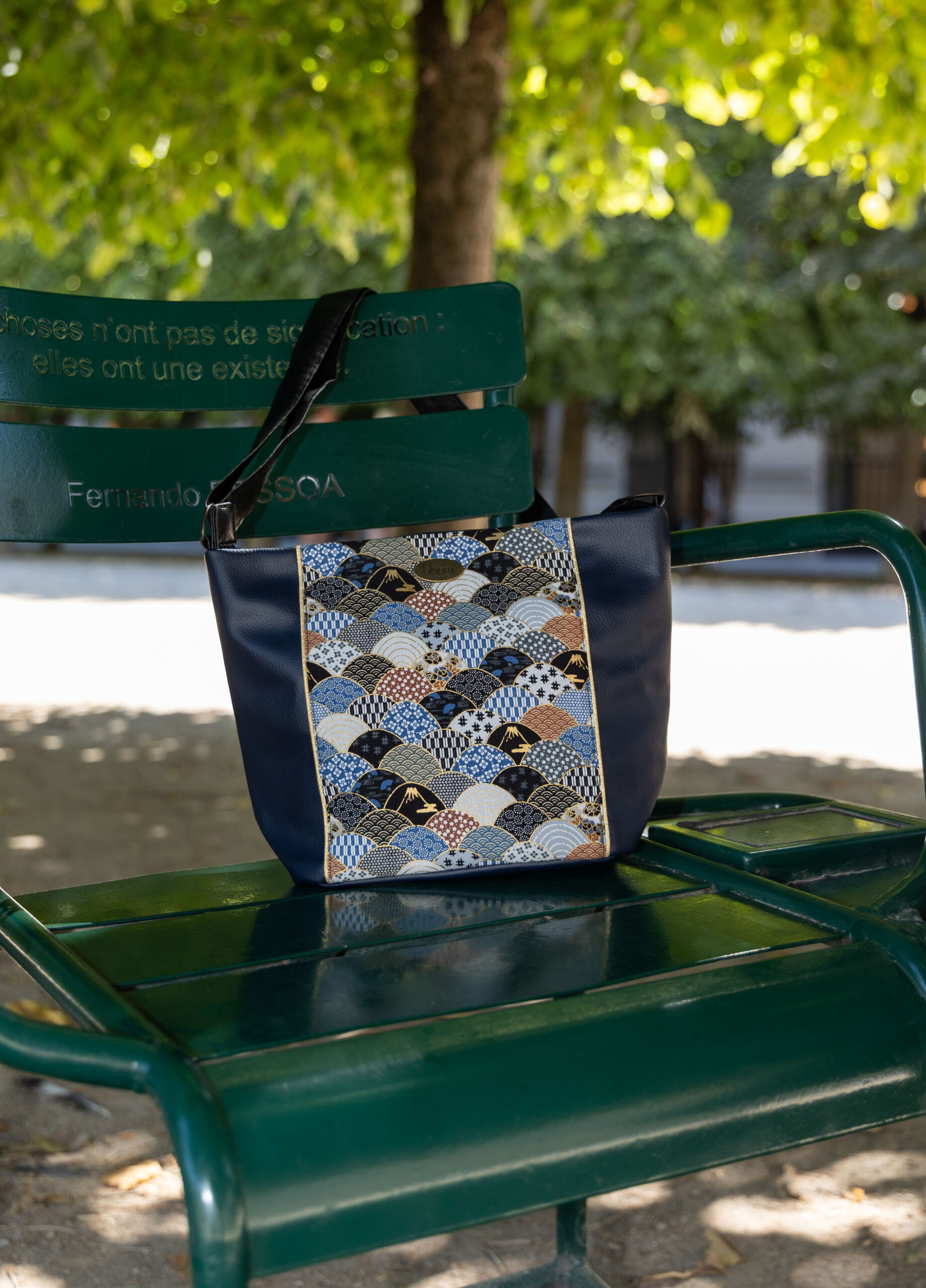 Sac moyen en bandoulière Eventail Bleu