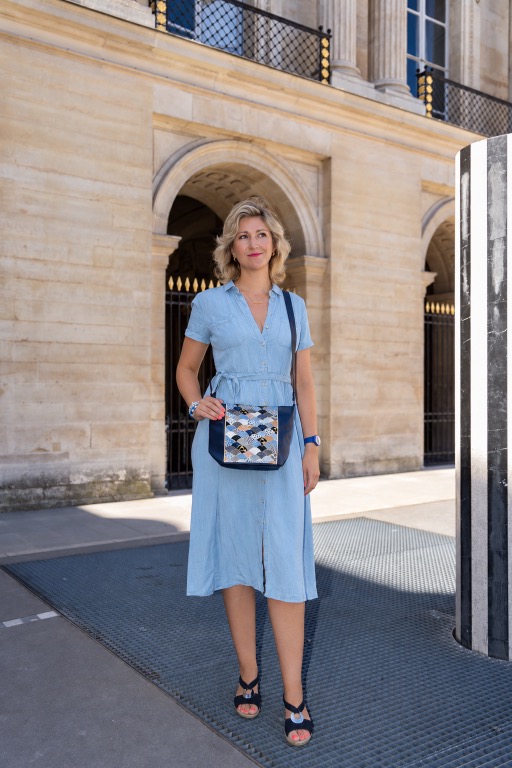 Sac moyen en bandoulière Eventail Bleu – Image 3